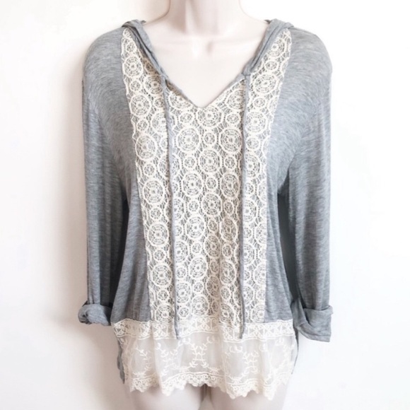 Anthropologie Mauve gray & cream lac… - Picture 1 of 10